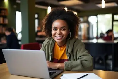 Student learning with laptop